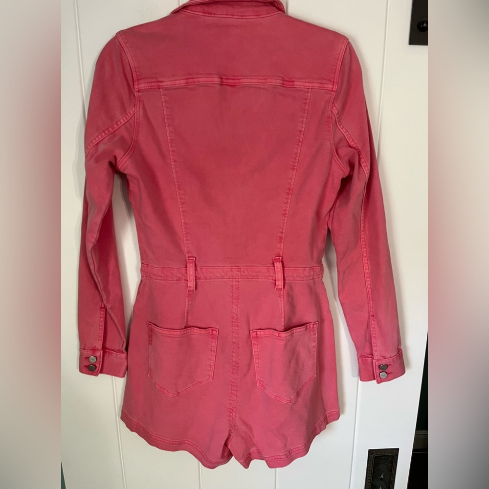 PAIGE Meg Romper Utility Waist Tie Vintage Pink Lolly - Picture 9 of 10